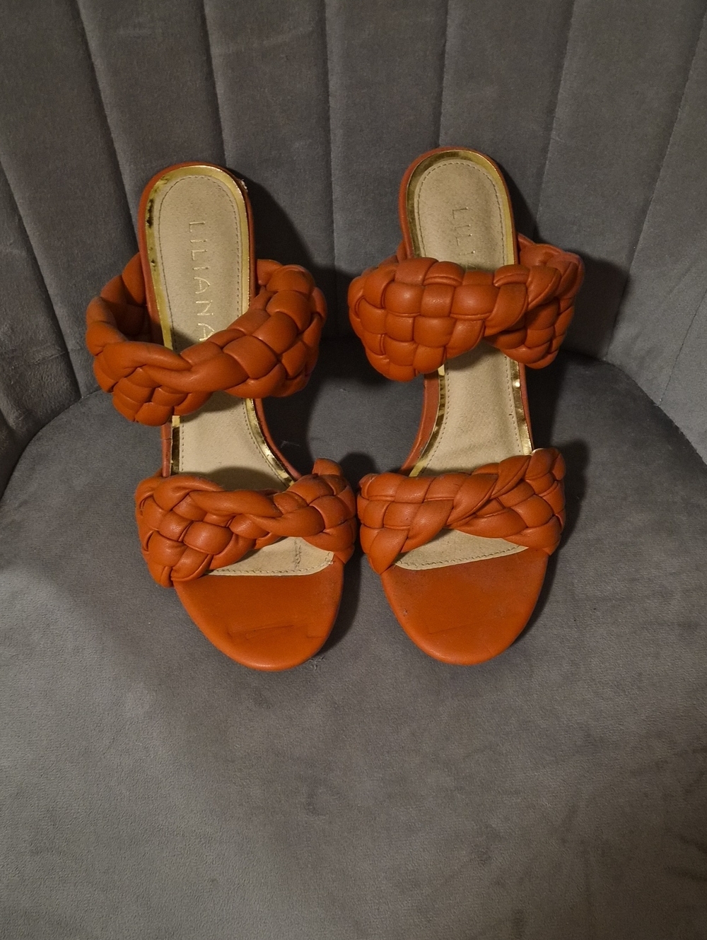 Lillianna Orange Braided Slide Sandals